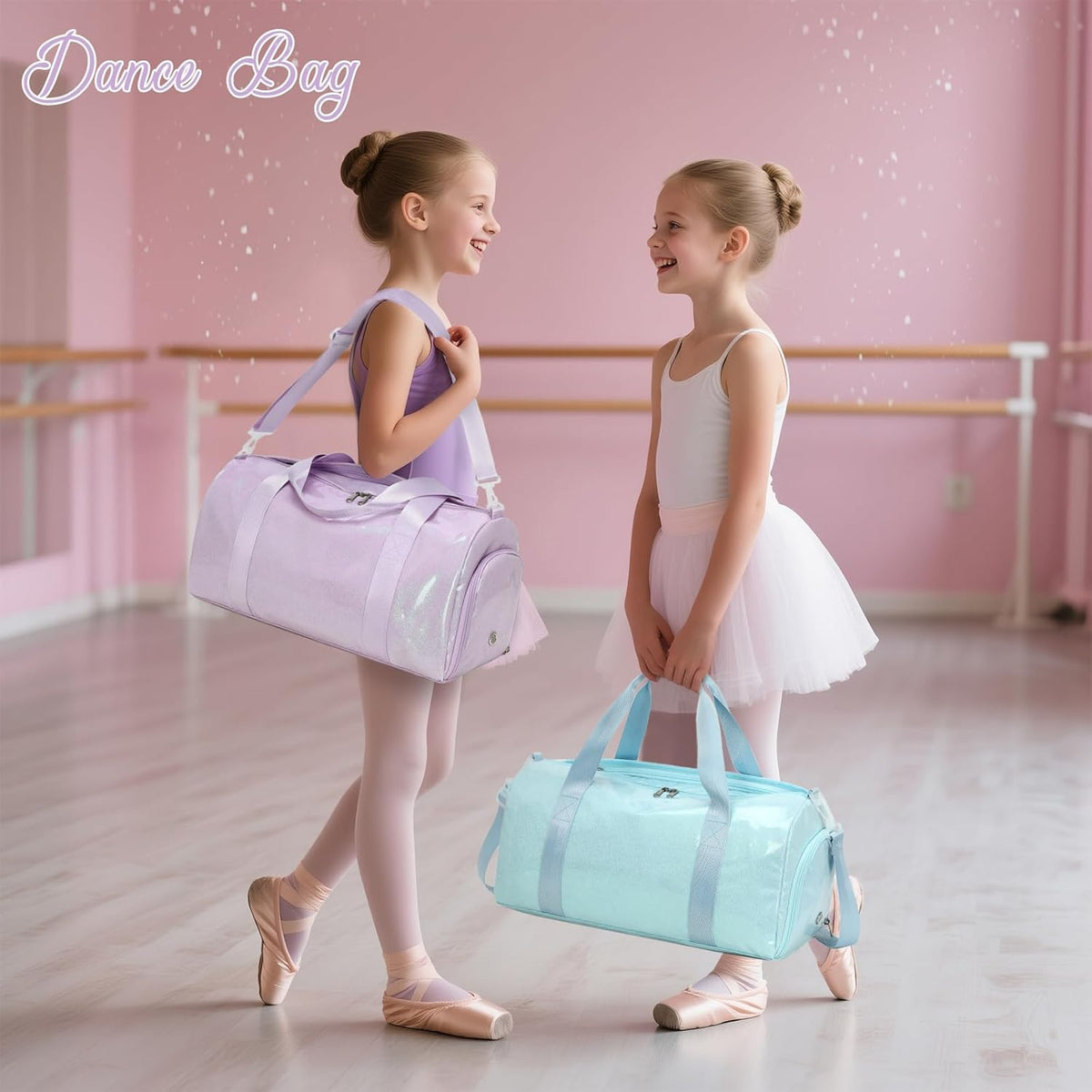 Duffle Bag for Girls Kids Gym Sports Women Workout Travel Bag Weekender with Shoe Compartment and Wet Pocket (Blue)
