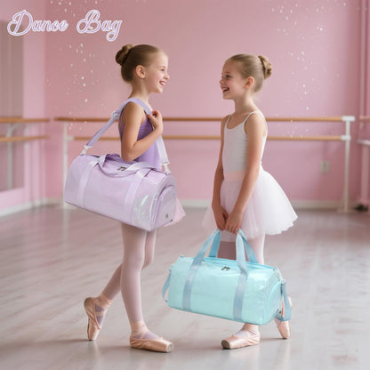 Duffle Bag for Girls Kids Gym Sports Women Workout Travel Bag Weekender with Shoe Compartment and Wet Pocket (Blue)