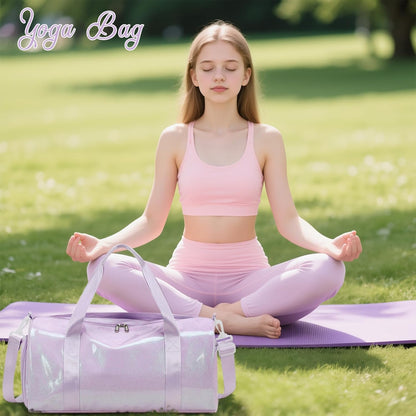 Duffle Bag for Girls Kids Gym Sports Women Workout Travel Bag Weekender with Shoe Compartment and Wet Pocket (Blue)