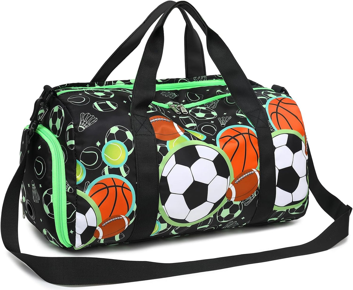 Duffle Bag for Girls Kids Gym Sports Women Workout Travel Bag Weekender with Shoe Compartment and Wet Pocket (Blue)