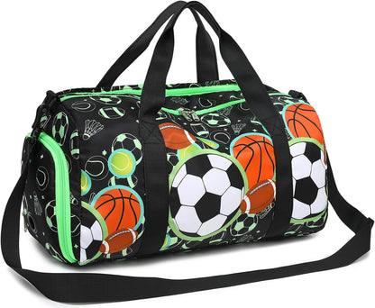 Duffle Bag for Girls Kids Gym Sports Women Workout Travel Bag Weekender with Shoe Compartment and Wet Pocket (Blue)