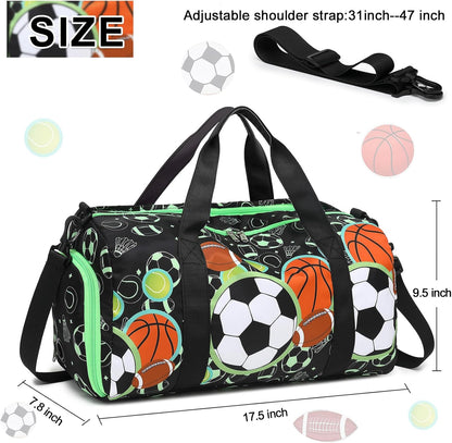 Duffle Bag for Girls Kids Gym Sports Women Workout Travel Bag Weekender with Shoe Compartment and Wet Pocket (Blue)