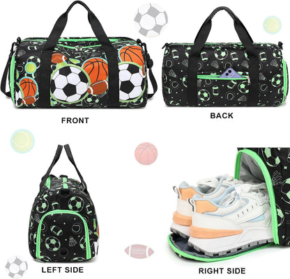 Duffle Bag for Girls Kids Gym Sports Women Workout Travel Bag Weekender with Shoe Compartment and Wet Pocket (Blue)