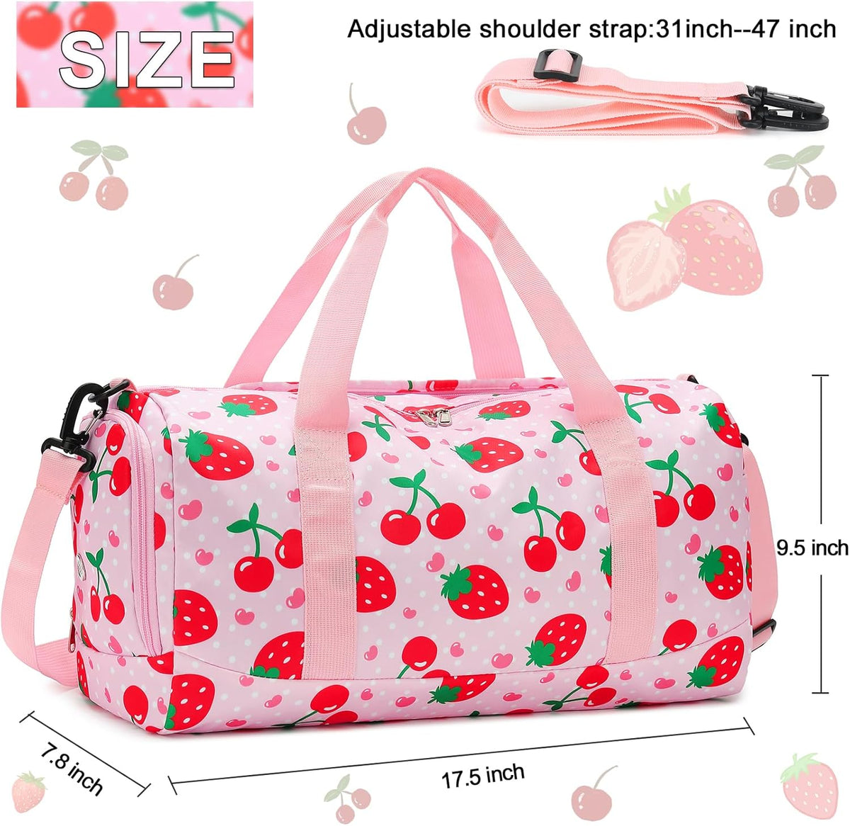 Duffle Bag for Girls Kids Gym Sports Women Workout Travel Bag Weekender with Shoe Compartment and Wet Pocket (Blue)
