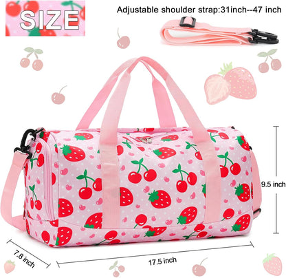 Duffle Bag for Girls Kids Gym Sports Women Workout Travel Bag Weekender with Shoe Compartment and Wet Pocket (Blue)
