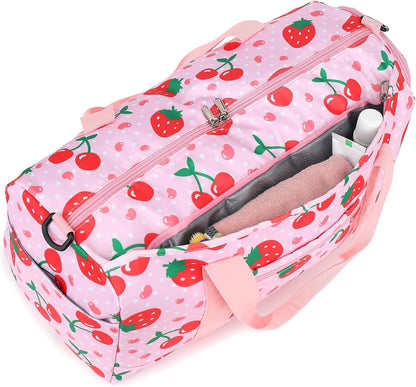 Duffle Bag for Girls Kids Gym Sports Women Workout Travel Bag Weekender with Shoe Compartment and Wet Pocket (Blue)