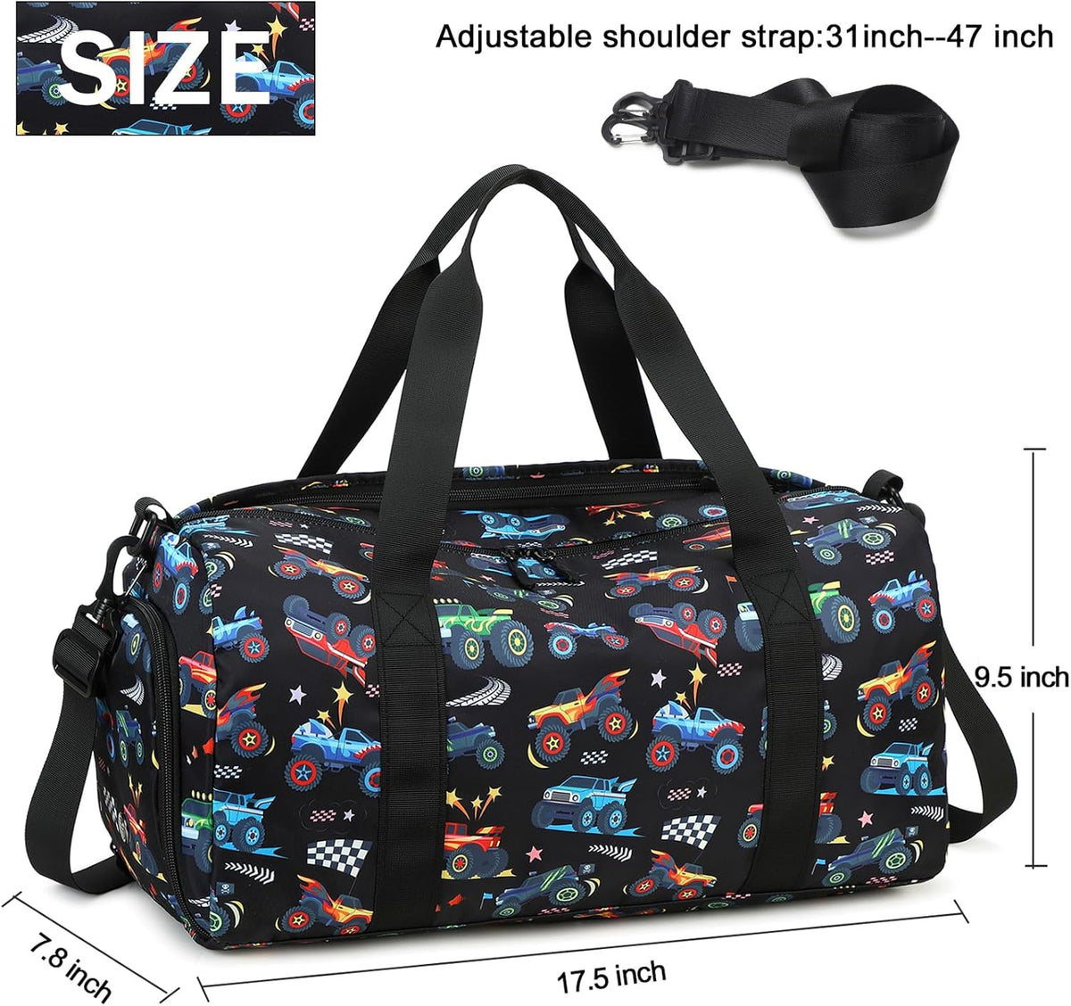 Duffle Bag for Girls Kids Gym Sports Women Workout Travel Bag Weekender with Shoe Compartment and Wet Pocket (Blue)