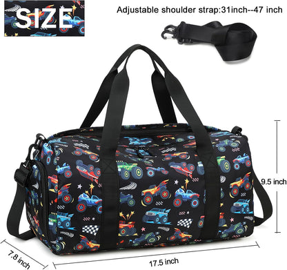 Duffle Bag for Girls Kids Gym Sports Women Workout Travel Bag Weekender with Shoe Compartment and Wet Pocket (Blue)