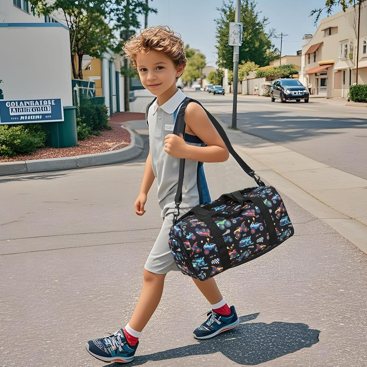 Duffle Bag for Girls Kids Gym Sports Women Workout Travel Bag Weekender with Shoe Compartment and Wet Pocket (Blue)