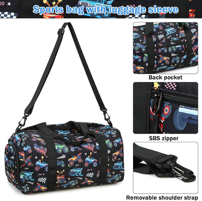 Duffle Bag for Girls Kids Gym Sports Women Workout Travel Bag Weekender with Shoe Compartment and Wet Pocket (Blue)