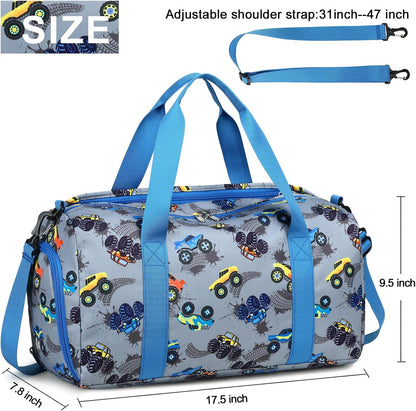Duffle Bag for Girls Kids Gym Sports Women Workout Travel Bag Weekender with Shoe Compartment and Wet Pocket (Blue)