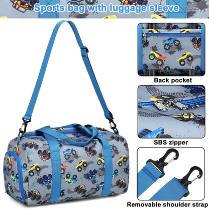 Duffle Bag for Girls Kids Gym Sports Women Workout Travel Bag Weekender with Shoe Compartment and Wet Pocket (Blue)