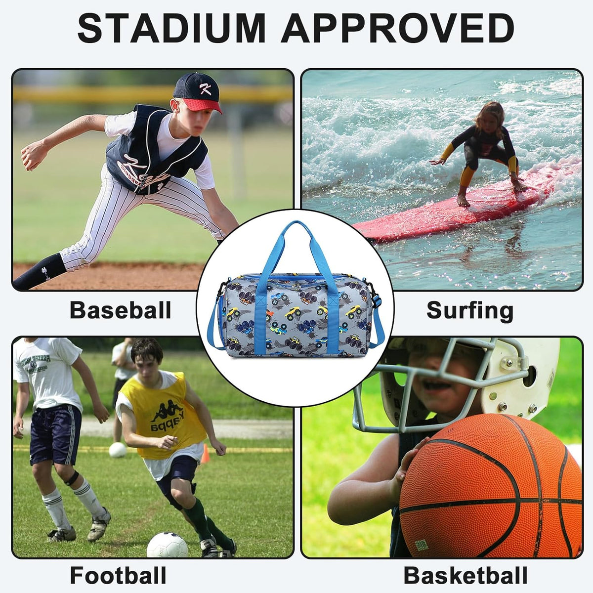 Duffle Bag for Girls Kids Gym Sports Women Workout Travel Bag Weekender with Shoe Compartment and Wet Pocket (Blue)