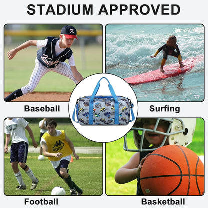 Duffle Bag for Girls Kids Gym Sports Women Workout Travel Bag Weekender with Shoe Compartment and Wet Pocket (Blue)
