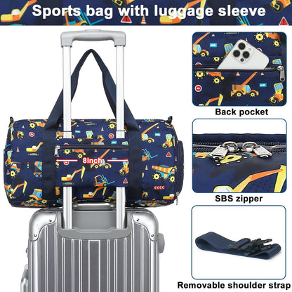 Duffle Bag for Girls Kids Gym Sports Women Workout Travel Bag Weekender with Shoe Compartment and Wet Pocket (Blue)