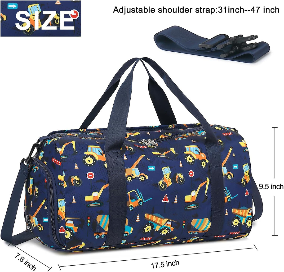 Duffle Bag for Girls Kids Gym Sports Women Workout Travel Bag Weekender with Shoe Compartment and Wet Pocket (Blue)