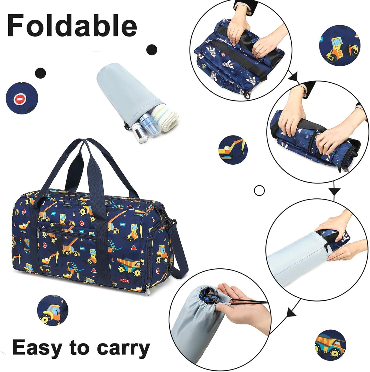 Duffle Bag for Girls Kids Gym Sports Women Workout Travel Bag Weekender with Shoe Compartment and Wet Pocket (Blue)