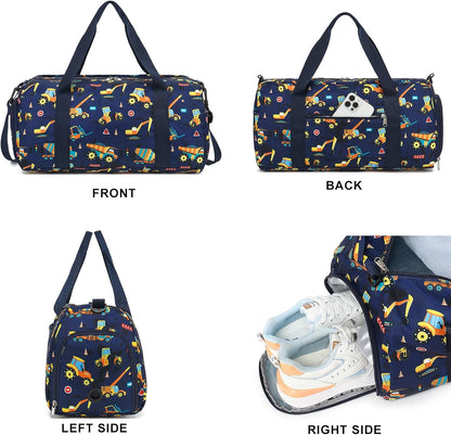 Duffle Bag for Girls Kids Gym Sports Women Workout Travel Bag Weekender with Shoe Compartment and Wet Pocket (Blue)