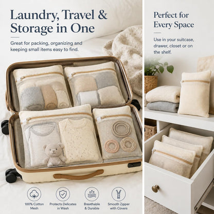 4pcs Mesh Laundry Bags Zipper Heavy Duty Washing Machine Bags Clothing Sweater Undergarment Travel Storage Organizer
