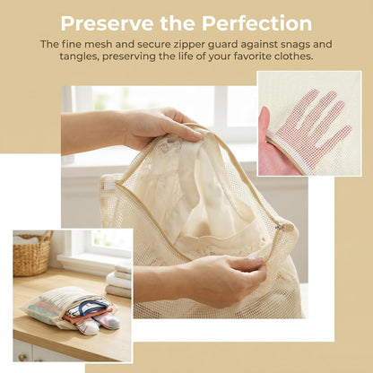 4pcs Mesh Laundry Bags Zipper Heavy Duty Washing Machine Bags Clothing Sweater Undergarment Travel Storage Organizer