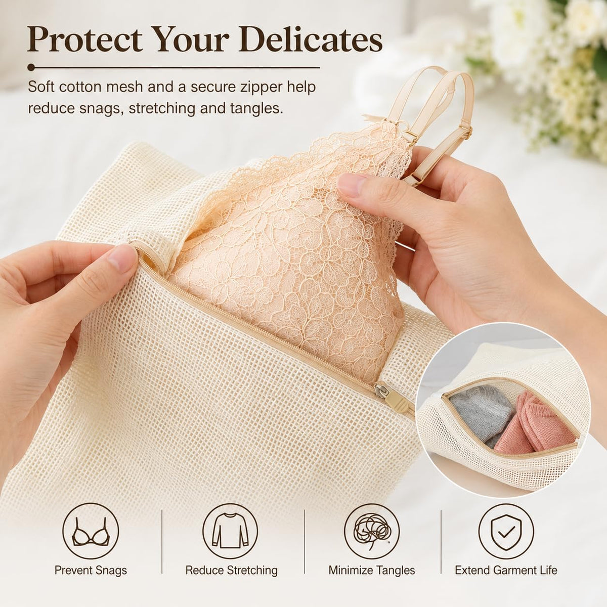 4pcs Mesh Laundry Bags Zipper Heavy Duty Washing Machine Bags Clothing Sweater Undergarment Travel Storage Organizer