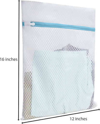 Mesh Laundry Bags for Delicates – 3 Pack (12”×16”) with Color-Coded Zippers, Protects Clothes from Damage, Breathable Honeycomb Mesh, Washer & Dryer Safe bags - Ideal for Bras, Lingerie & Socks