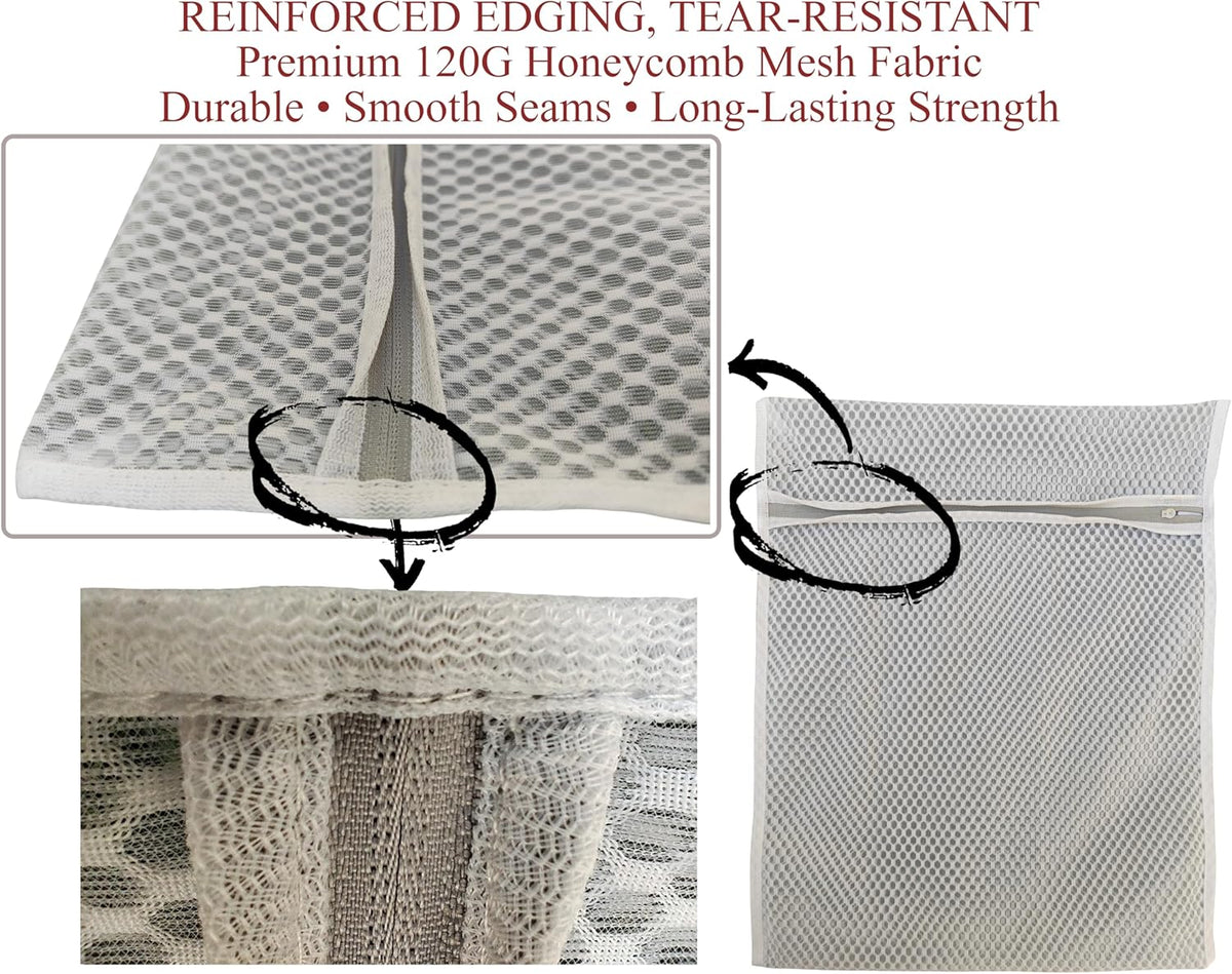 Mesh Laundry Bags for Delicates – 3 Pack (12”×16”) with Color-Coded Zippers, Protects Clothes from Damage, Breathable Honeycomb Mesh, Washer & Dryer Safe bags - Ideal for Bras, Lingerie & Socks