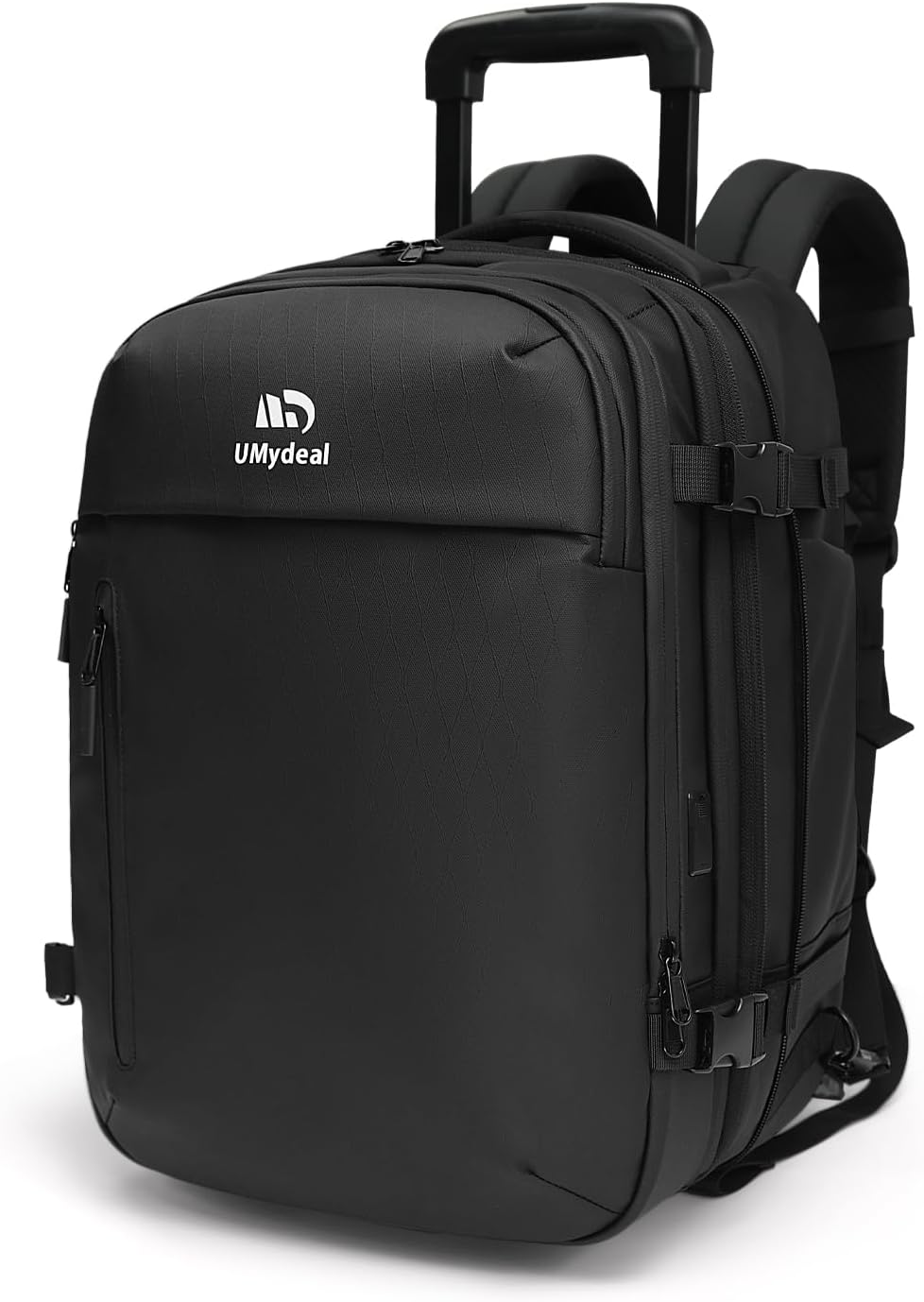 Rolling Vacuum Backpack Travel, Expandable Suitcase with USB C Ports, Lock
