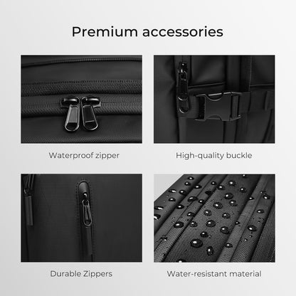 Rolling Vacuum Backpack Travel, Expandable Suitcase with USB C Ports, Lock