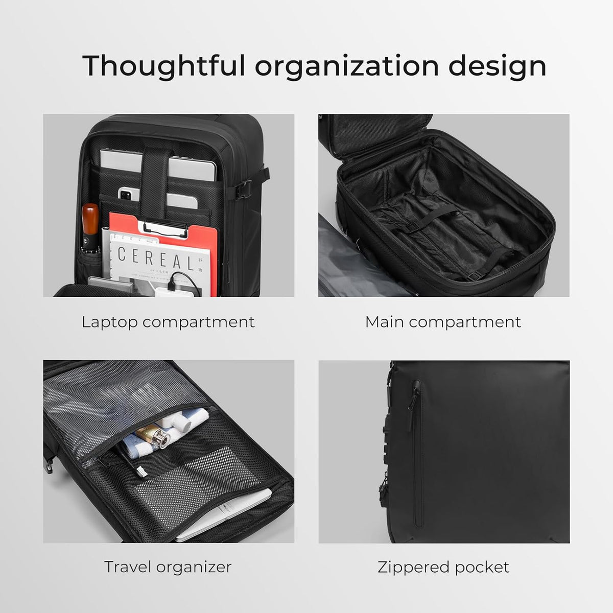 Rolling Vacuum Backpack Travel, Expandable Suitcase with USB C Ports, Lock