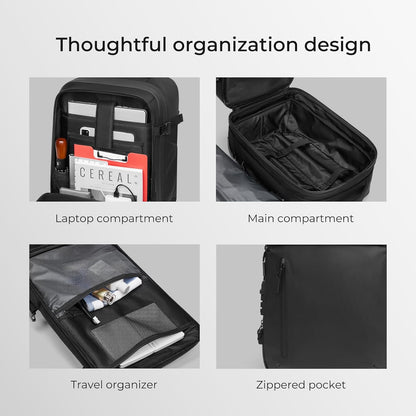 Rolling Vacuum Backpack Travel, Expandable Suitcase with USB C Ports, Lock