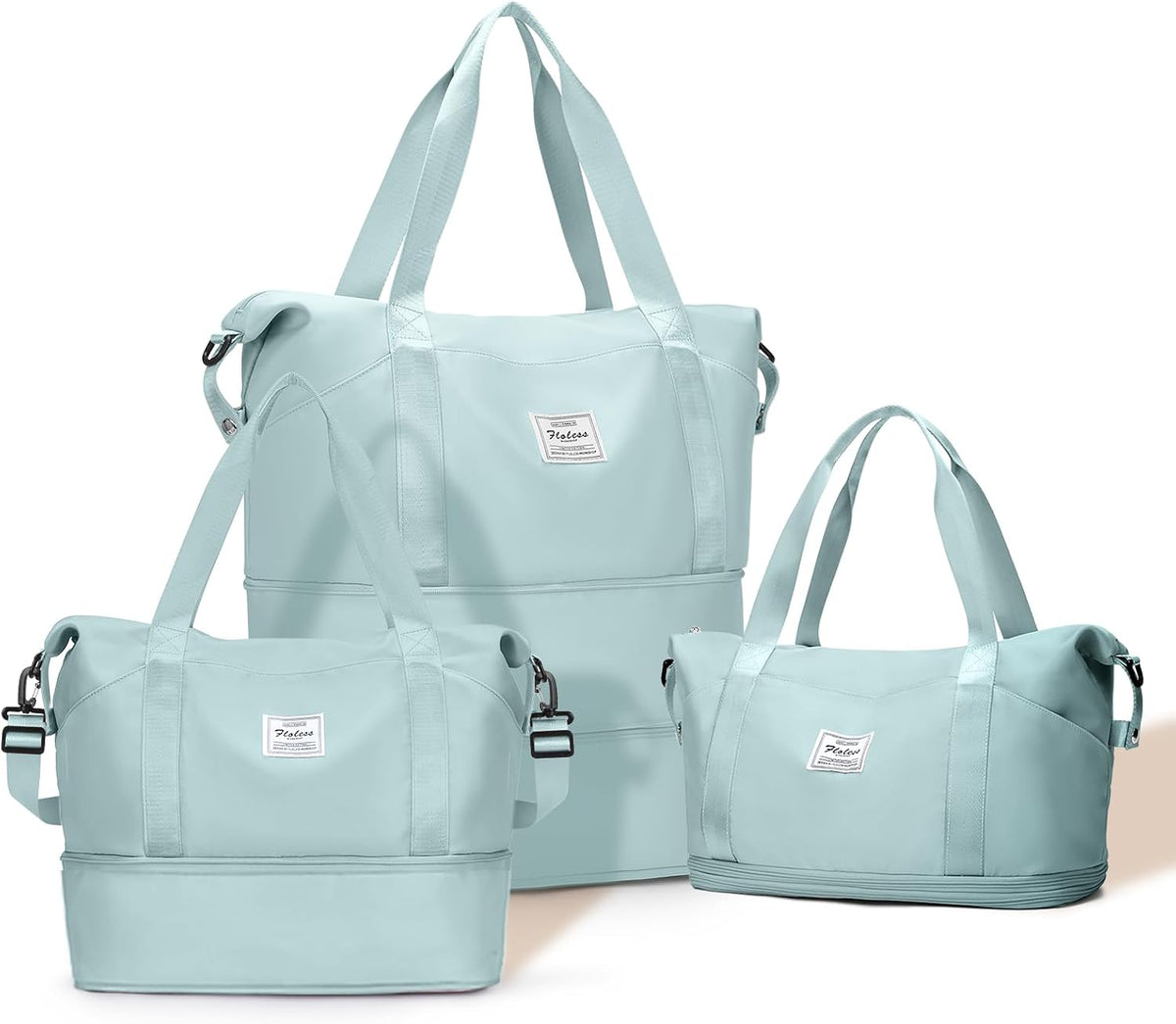 Expandable Travel Duffle Bag for Women Men, Large Gym Bag Travel Tote Bags, Waterproof Carry On Personal Item Bag Airline Approved, Workout Weekender Bag for Overnight Trips with Luggage Sleeve, Green