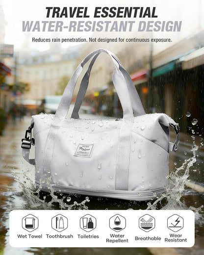 Expandable Travel Duffle Bag for Women Men, Large Gym Bag Travel Tote Bags, Waterproof Carry On Personal Item Bag Airline Approved, Workout Weekender Bag for Overnight Trips with Luggage Sleeve, Green