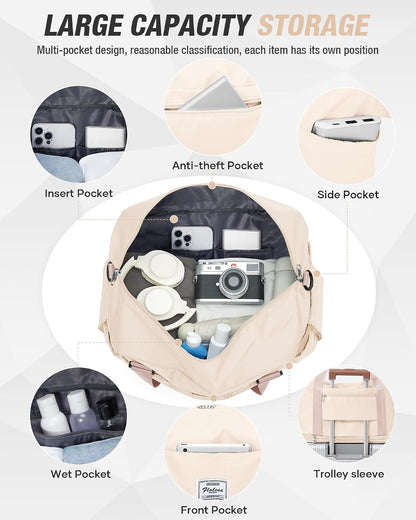 Expandable Travel Duffle Bag for Women Men, Large Gym Bag Travel Tote Bags, Waterproof Carry On Personal Item Bag Airline Approved, Workout Weekender Bag for Overnight Trips with Luggage Sleeve, Green