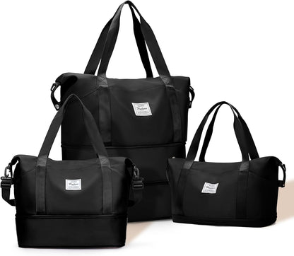 Expandable Travel Duffle Bag for Women Men, Large Gym Bag Travel Tote Bags, Waterproof Carry On Personal Item Bag Airline Approved, Workout Weekender Bag for Overnight Trips with Luggage Sleeve, Green
