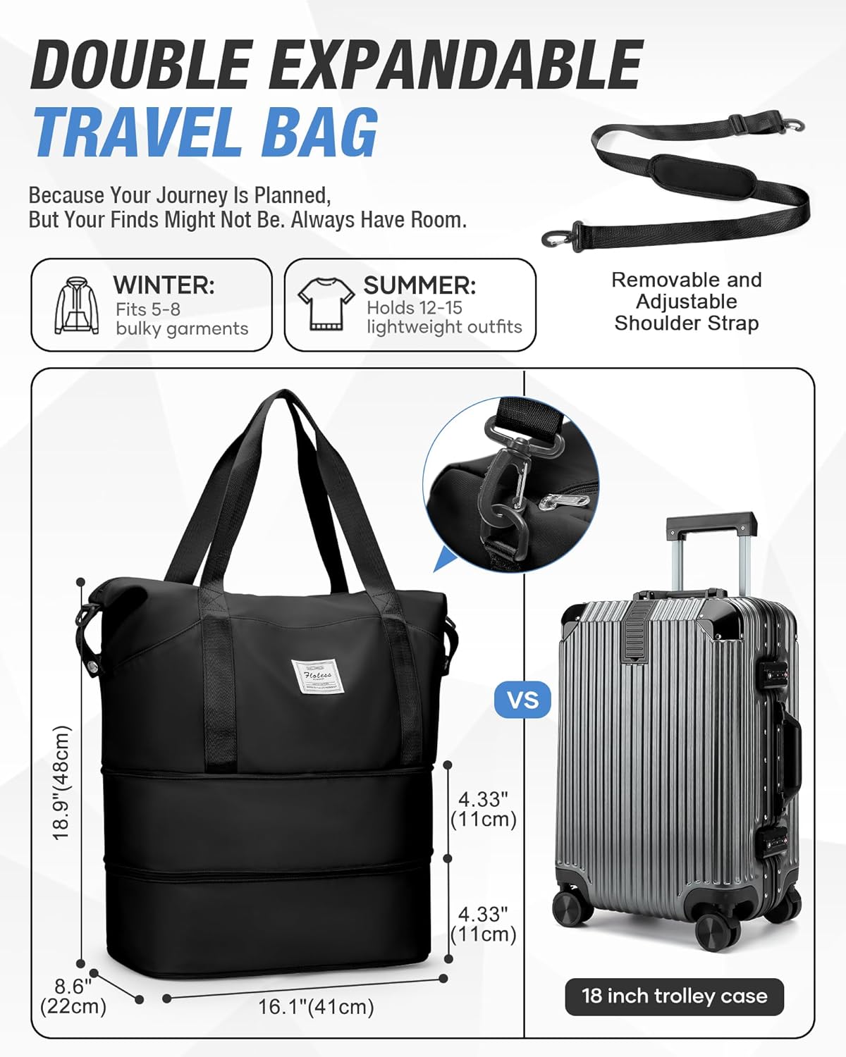 Expandable Travel Duffle Bag for Women Men, Large Gym Bag Travel Tote Bags, Waterproof Carry On Personal Item Bag Airline Approved, Workout Weekender Bag for Overnight Trips with Luggage Sleeve, Green
