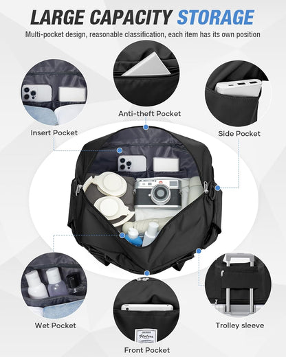 Expandable Travel Duffle Bag for Women Men, Large Gym Bag Travel Tote Bags, Waterproof Carry On Personal Item Bag Airline Approved, Workout Weekender Bag for Overnight Trips with Luggage Sleeve, Green