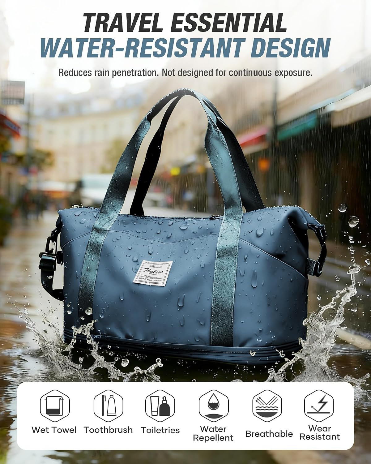 Expandable Travel Duffle Bag for Women Men, Large Gym Bag Travel Tote Bags, Waterproof Carry On Personal Item Bag Airline Approved, Workout Weekender Bag for Overnight Trips with Luggage Sleeve, Green