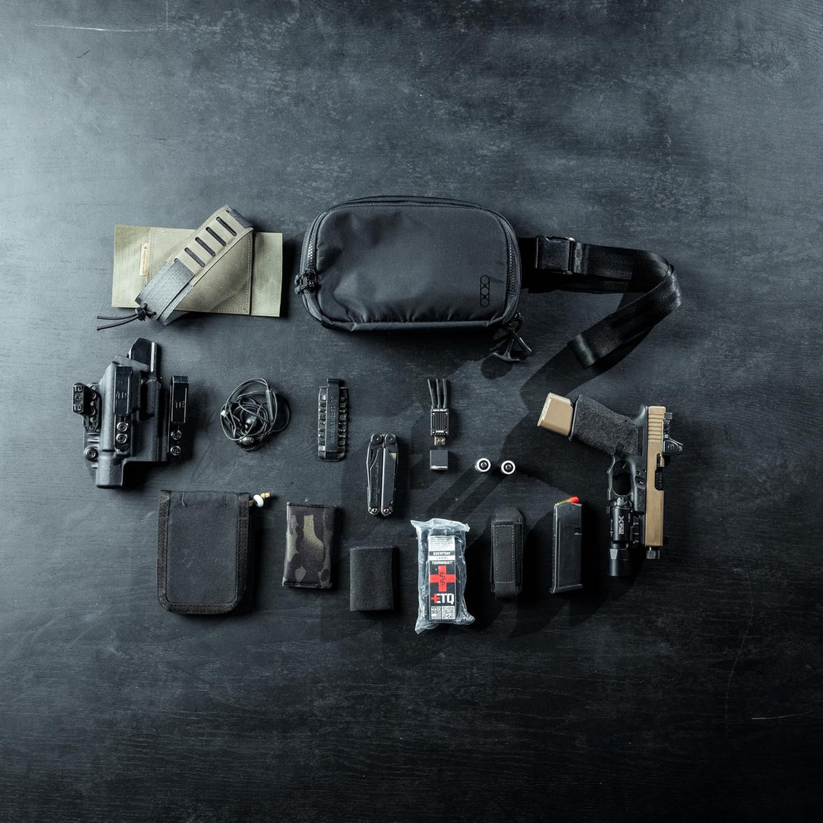 Fade Flex - Concealed Carry Waist Bag - Tactical Men's Fanny Pack with Adjustable Waist Belt - 10” W x 6”H x 3” D - Steel