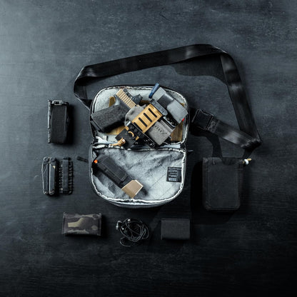 Fade Flex - Concealed Carry Waist Bag - Tactical Men's Fanny Pack with Adjustable Waist Belt - 10” W x 6”H x 3” D - Steel