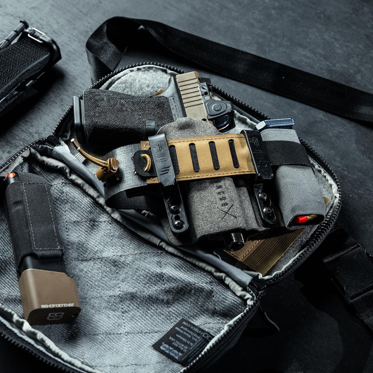 Fade Flex - Concealed Carry Waist Bag - Tactical Men's Fanny Pack with Adjustable Waist Belt - 10” W x 6”H x 3” D - Steel