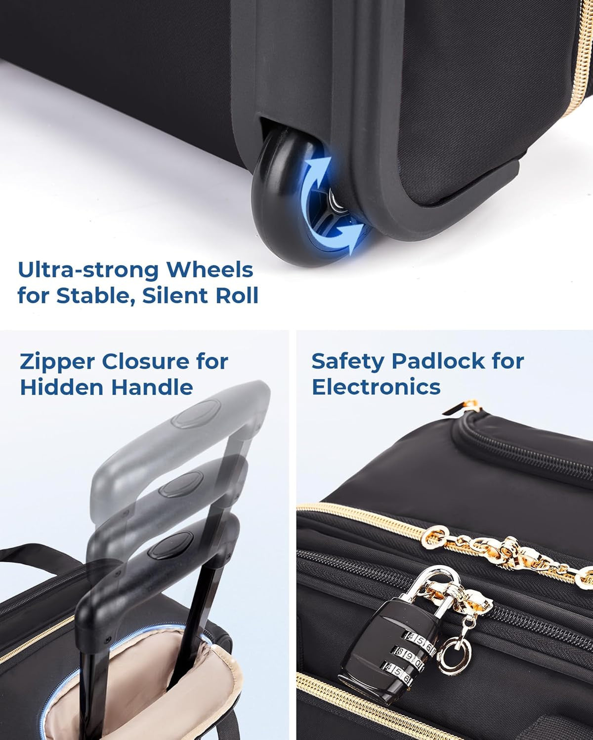 Underseat Carry On Luggage Airline approved,16-inch Small Underseater Softside Travel Suitcase with Wheels Lightweight Overnight Rolling Carry-on Luggage for Women Men Weekender,Black