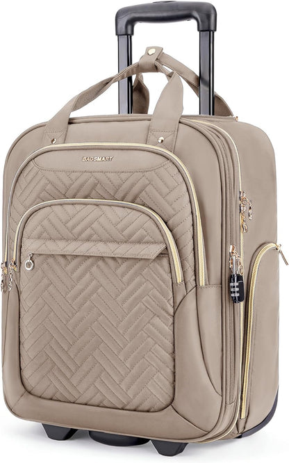 Underseat Carry On Luggage Airline approved,16-inch Small Underseater Softside Travel Suitcase with Wheels Lightweight Overnight Rolling Carry-on Luggage for Women Men Weekender,Black
