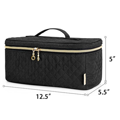 Travel Makeup Brush Case, Makeup Train Organizer Bag with Handle for Makeup Brushes(up to 9-inch) and Essentials, Medium, Black(BAG ONLY)