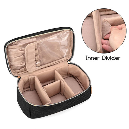 Travel Makeup Brush Case, Makeup Train Organizer Bag with Handle for Makeup Brushes(up to 9-inch) and Essentials, Medium, Black(BAG ONLY)