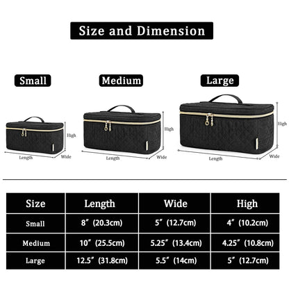 Travel Makeup Brush Case, Makeup Train Organizer Bag with Handle for Makeup Brushes(up to 9-inch) and Essentials, Medium, Black(BAG ONLY)