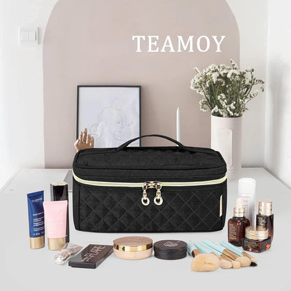 Travel Makeup Brush Case, Makeup Train Organizer Bag with Handle for Makeup Brushes(up to 9-inch) and Essentials, Medium, Black(BAG ONLY)