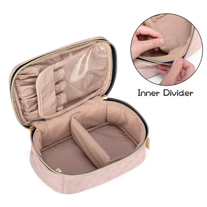 Travel Makeup Brush Case, Makeup Train Organizer Bag with Handle for Makeup Brushes(up to 9-inch) and Essentials, Medium, Black(BAG ONLY)