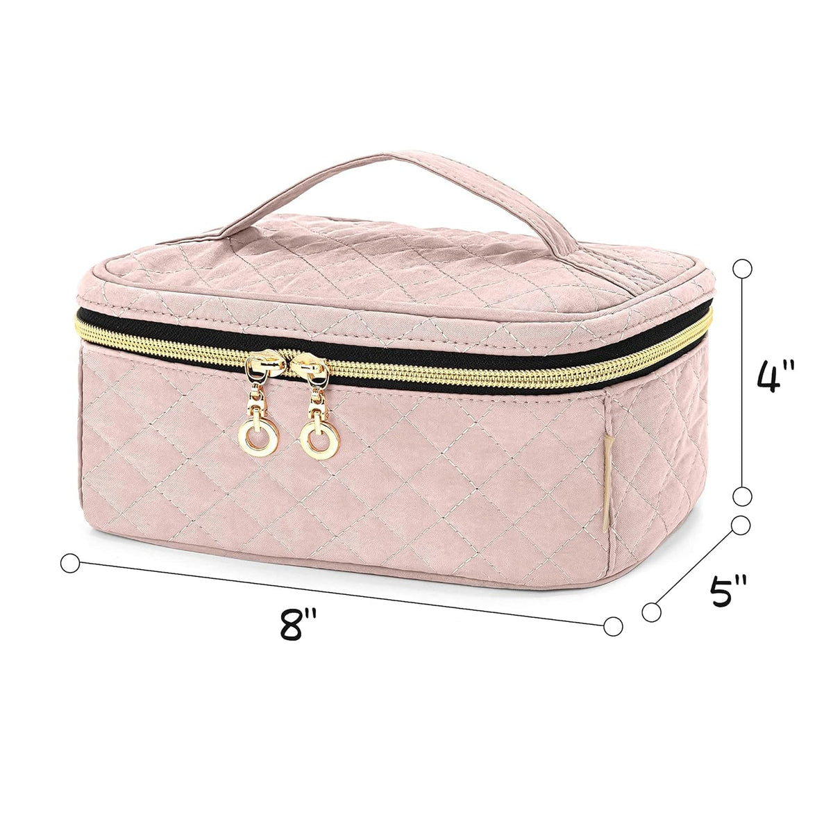 Travel Makeup Brush Case, Makeup Train Organizer Bag with Handle for Makeup Brushes(up to 9-inch) and Essentials, Medium, Black(BAG ONLY)