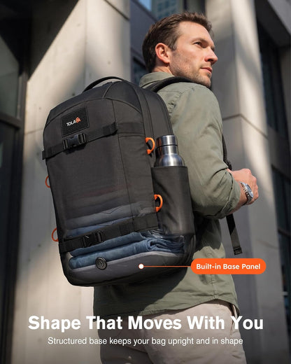 30L Travel Laptop Backpack TSA Carry-On for Business Trips Commute | 100% RPET Recycled Fabric | EVA-cushioned Laptop Protection | TSA 180° Lay-flat Opening | Reinforced Stability Base Panel